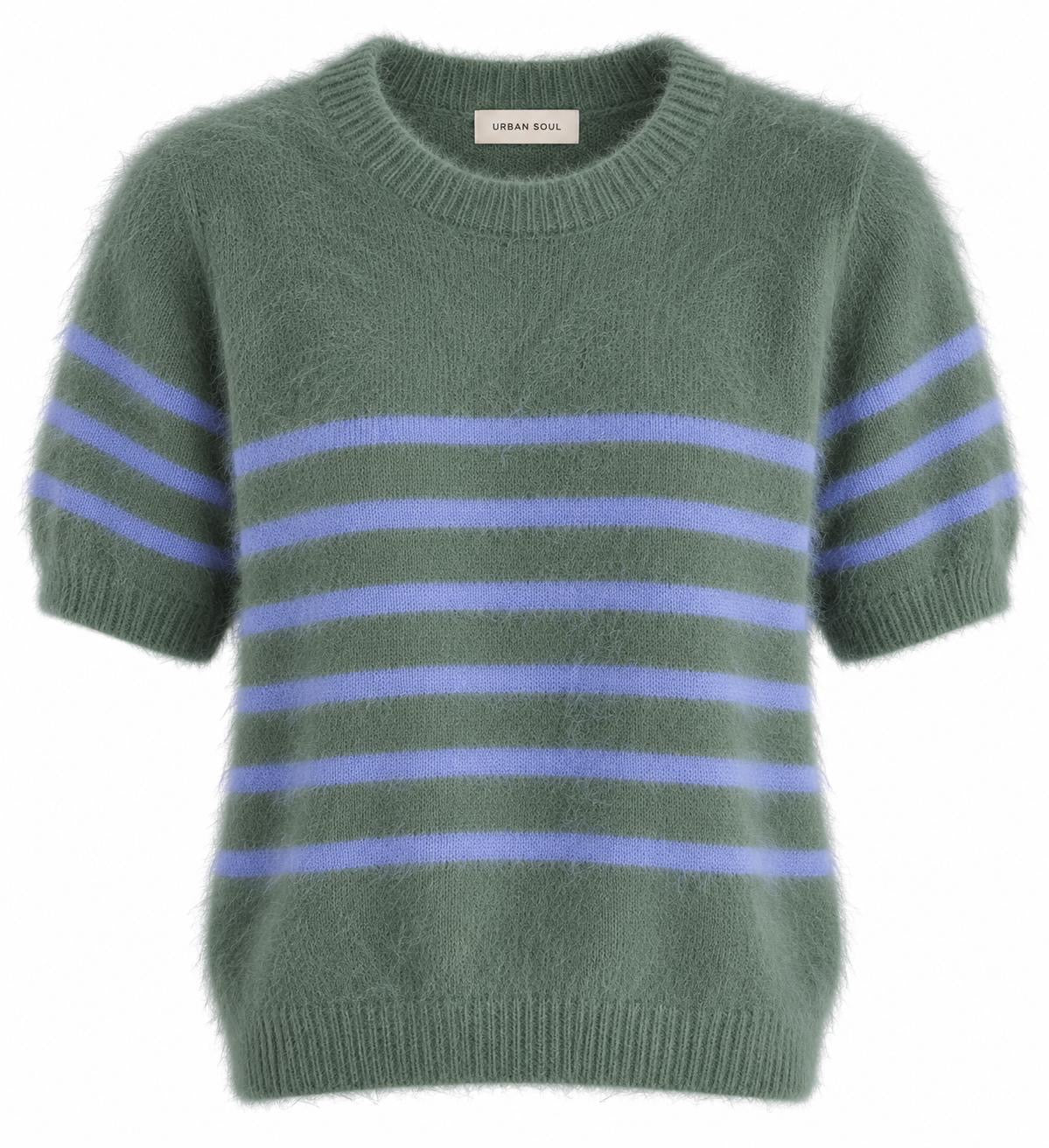 Georgia Stripe Knit Tee - SeaGrass/lilac