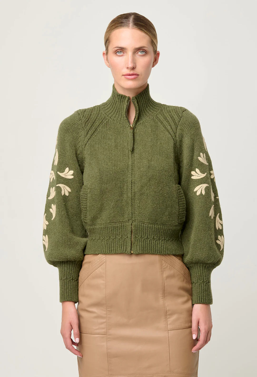 Carmela Embroidered Knitted Bomber