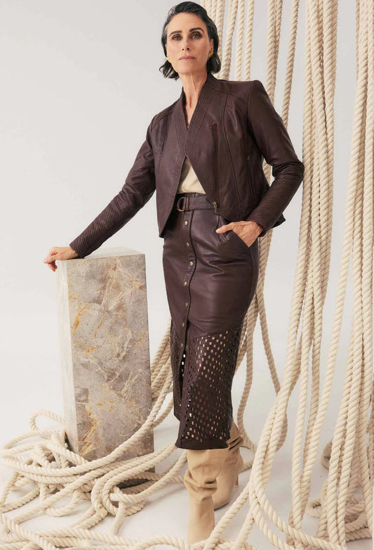 Hypnotic Leather Laser Midi Skirt