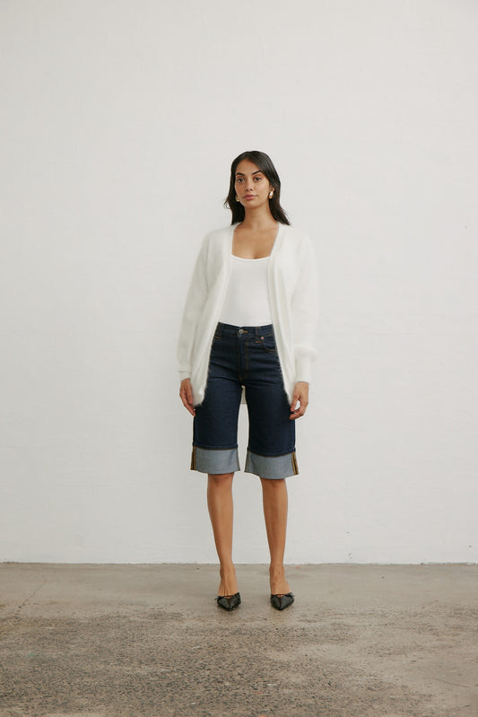 Ella Cashmere Cardigan - Snow