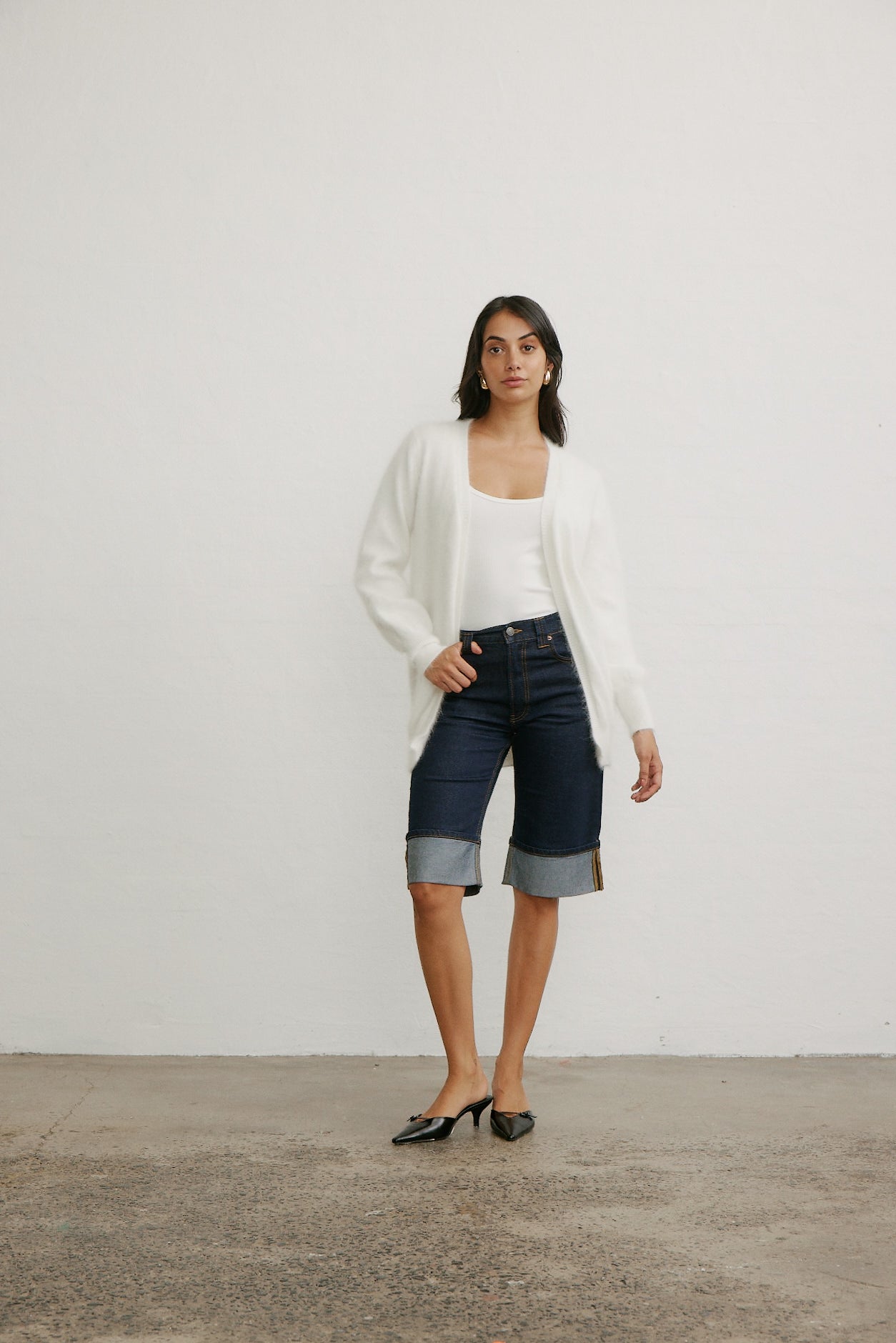 Ella Cashmere Cardigan - Snow