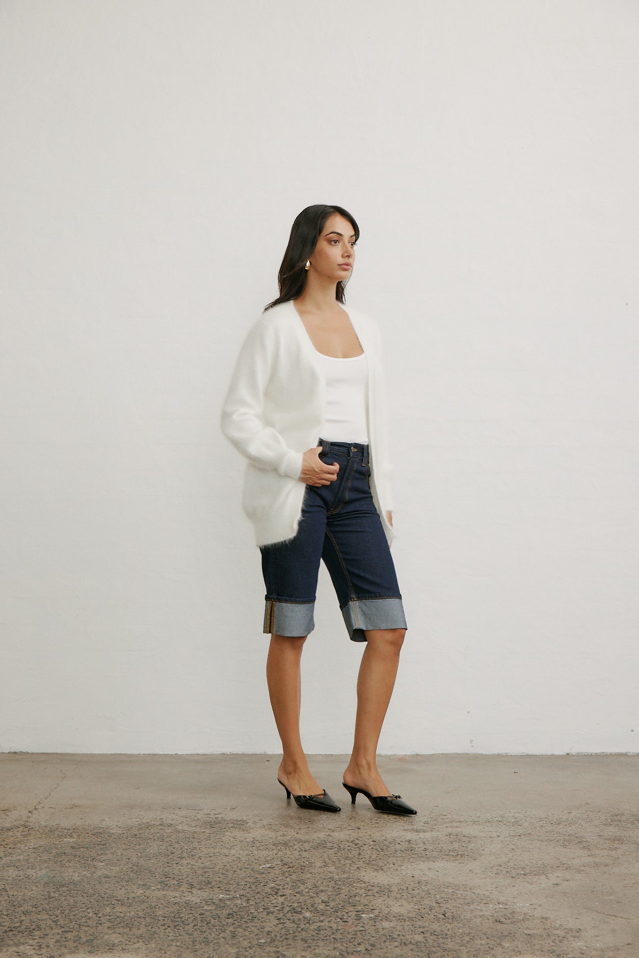 Ella Cashmere Cardigan - Snow