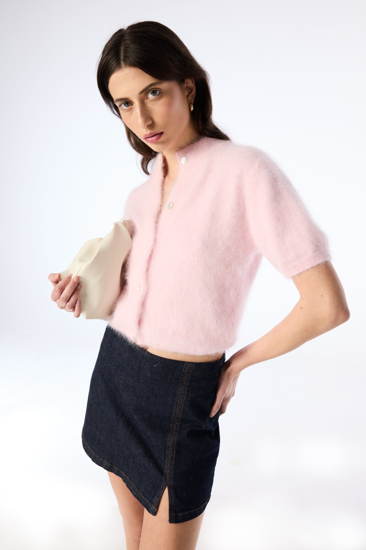 Claudia Short Sleeve Cardigan - Rose Water