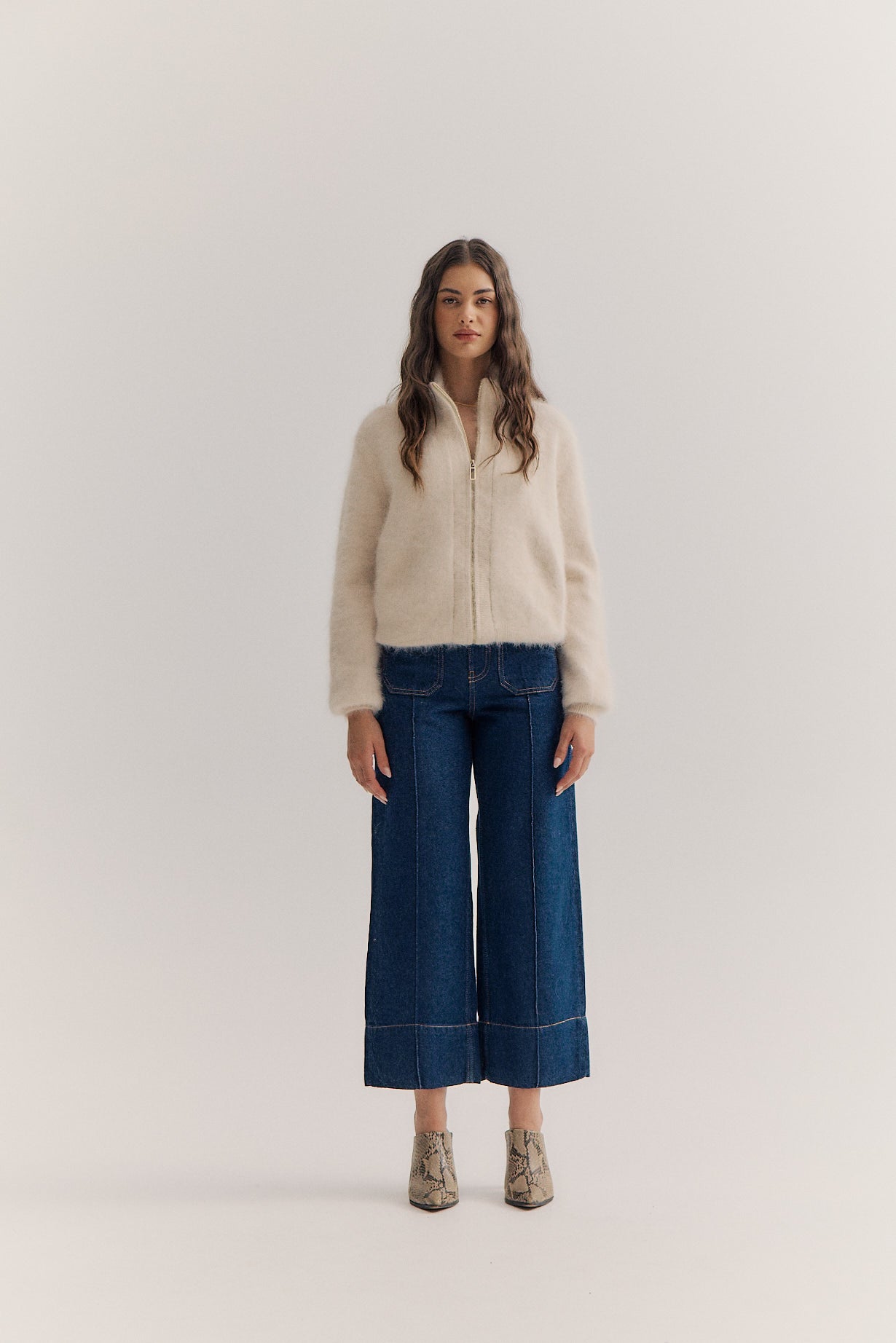 Felix Zip Cardigan - Oatmeal