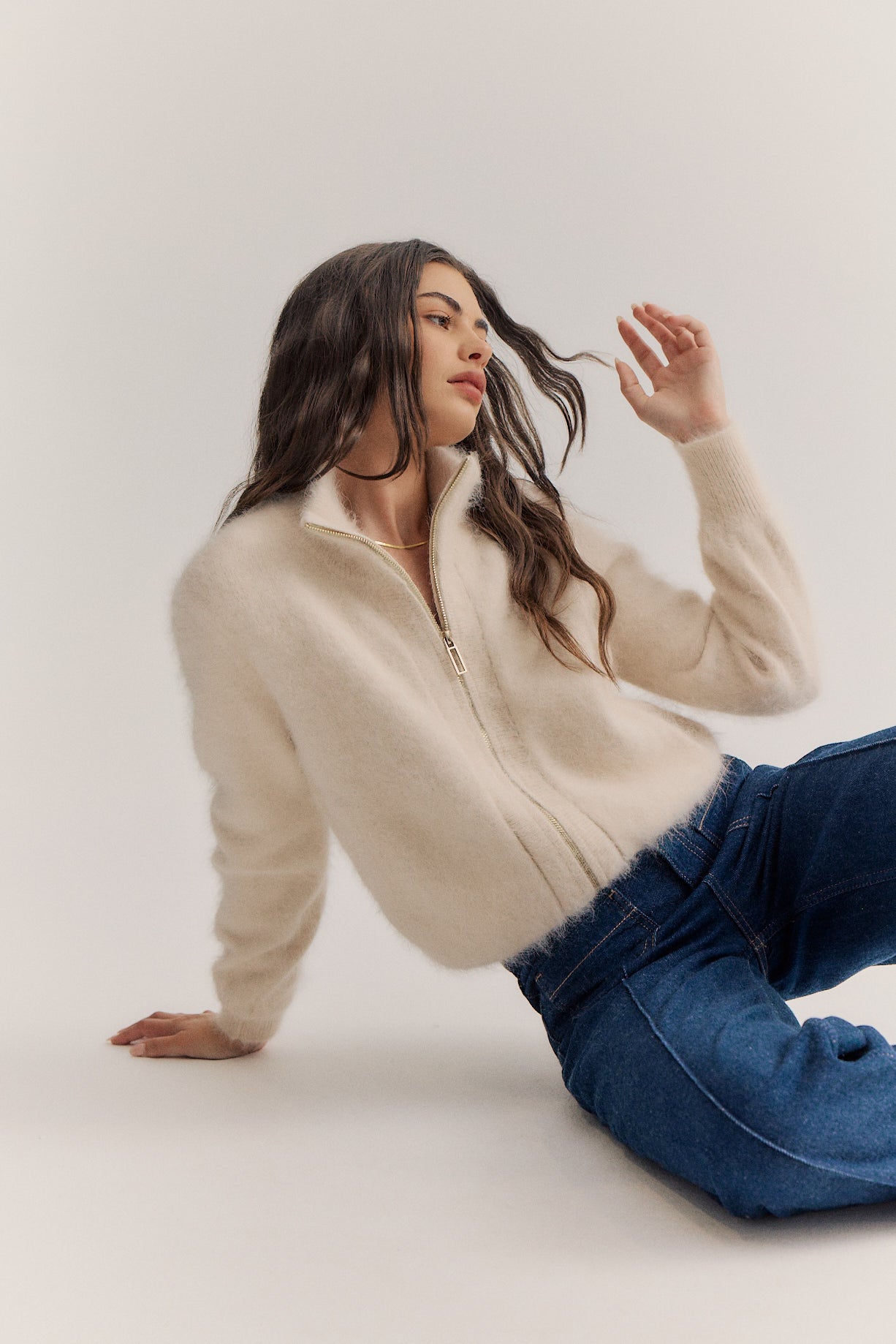 Felix Zip Cardigan - Oatmeal