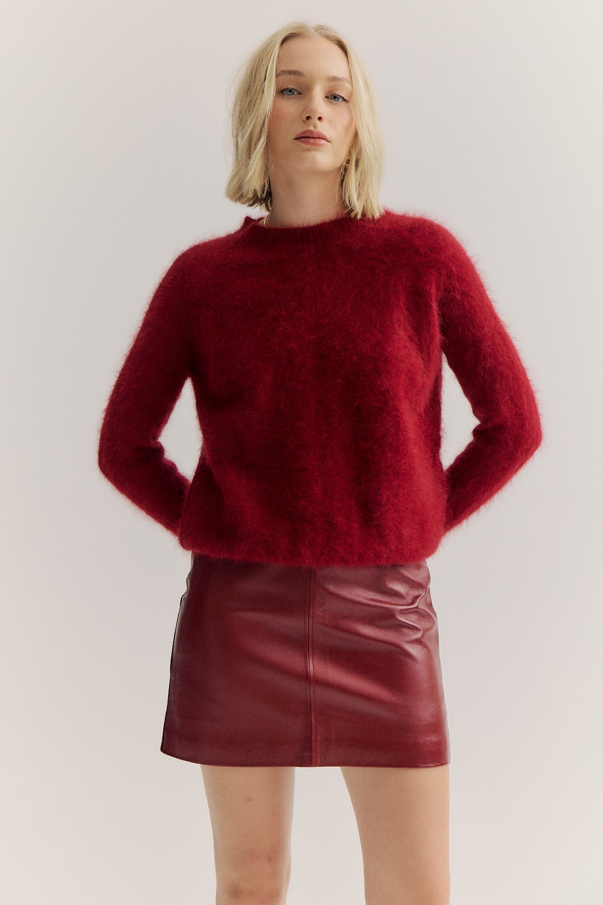 Alice Mini Leather Skirt - Merlot