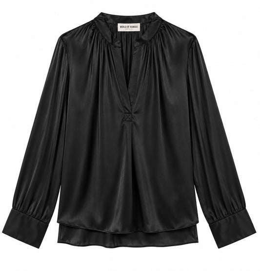 Sydney Blouse - Black Satin