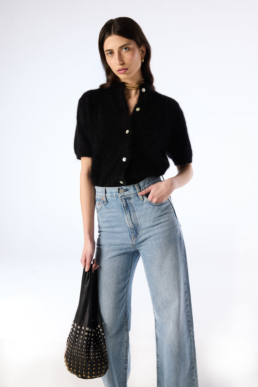 Claudia Short Sleeve Cardigan - Black