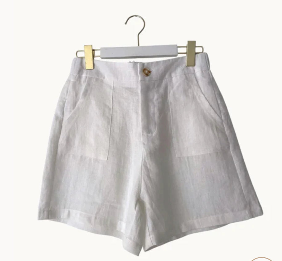 Jude Linen Short White