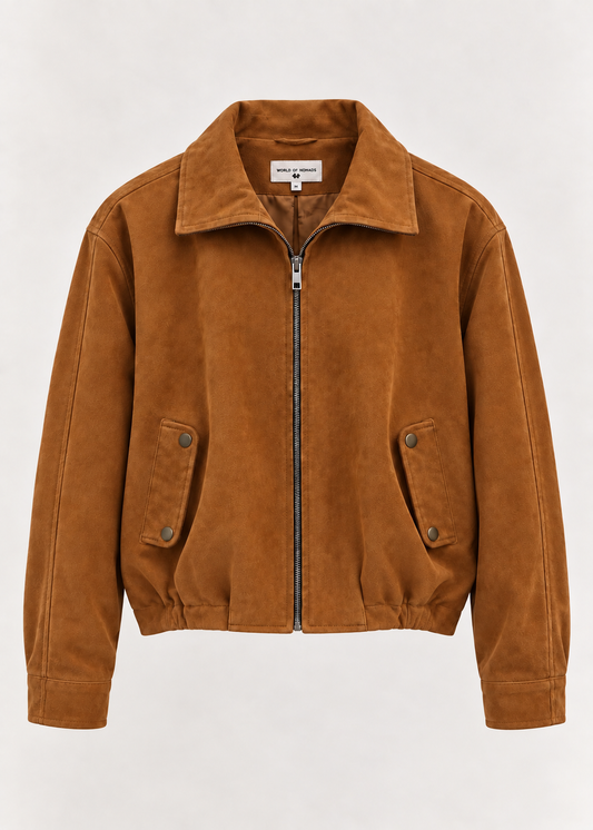 Dahlia Suede Bomber - Tan