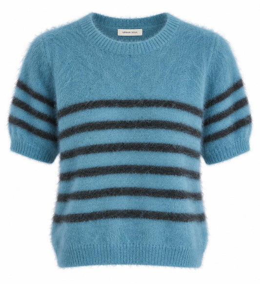 Georgia Stripe Knit Tee - Teal / Moss