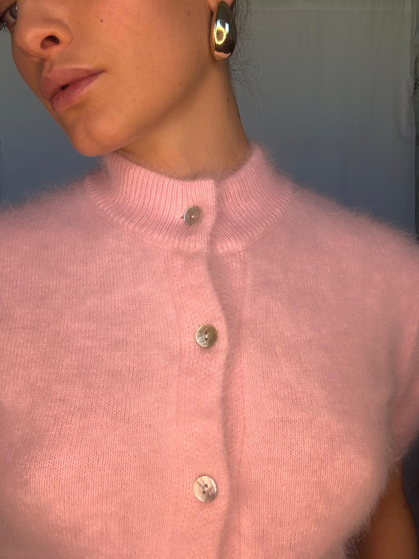 Claudia Short Sleeve Cardigan - Rose Water