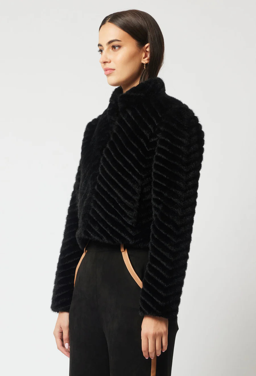 Altair Faux Fur Bomber Jacket - Black