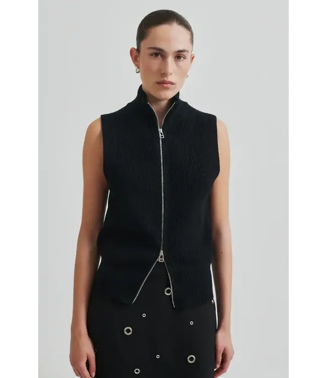 Yora Knit Zip Vest Black
