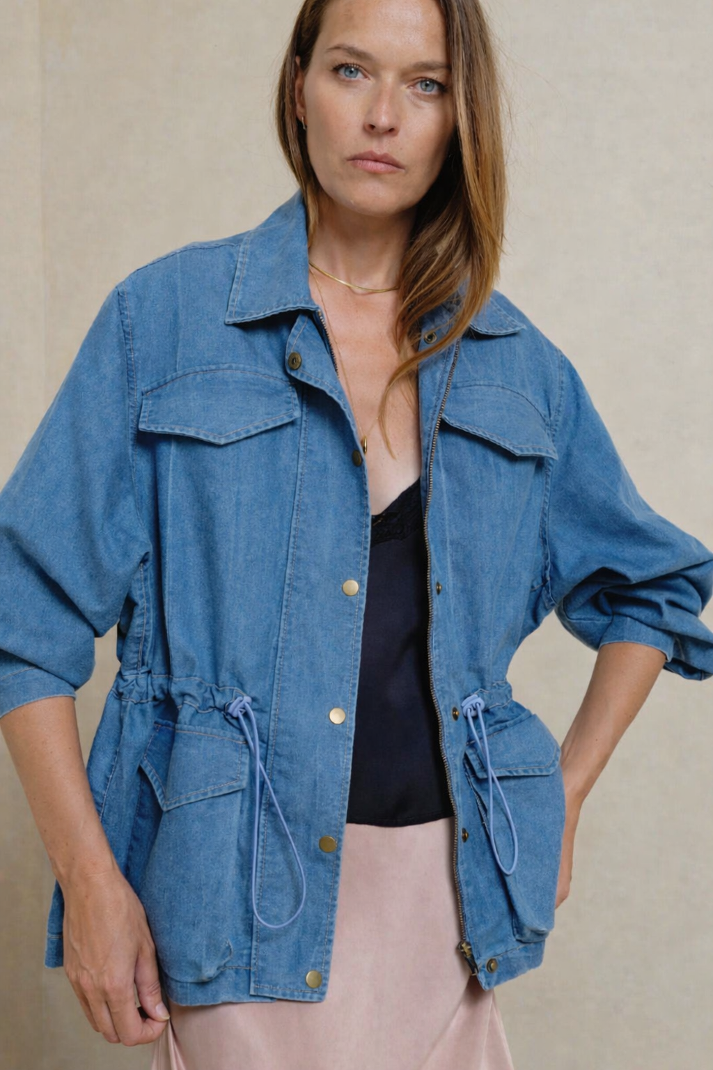 Utility Chambray Jacket Pacific Blue