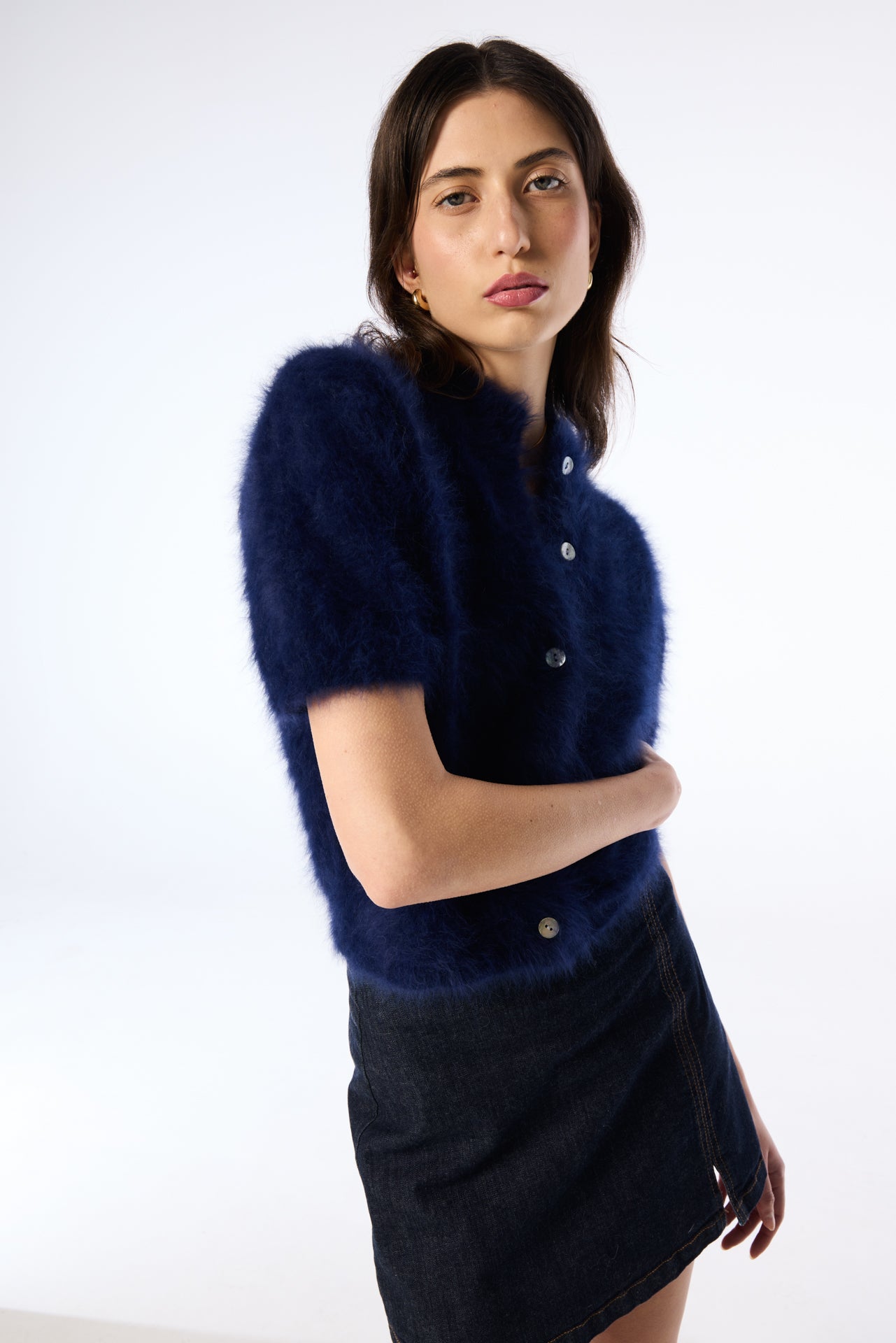 Claudia Short Sleeve Cardigan - Navy