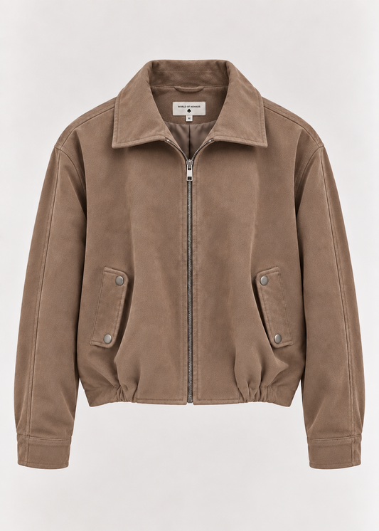 Dahlia Suede Bomber - Mushroom