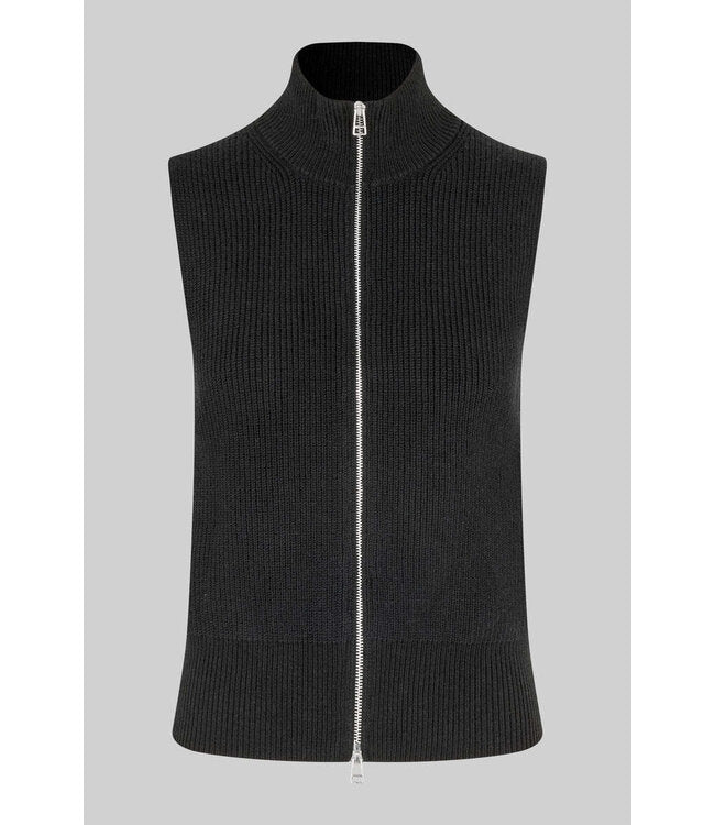 Yora Knit Zip Vest Black