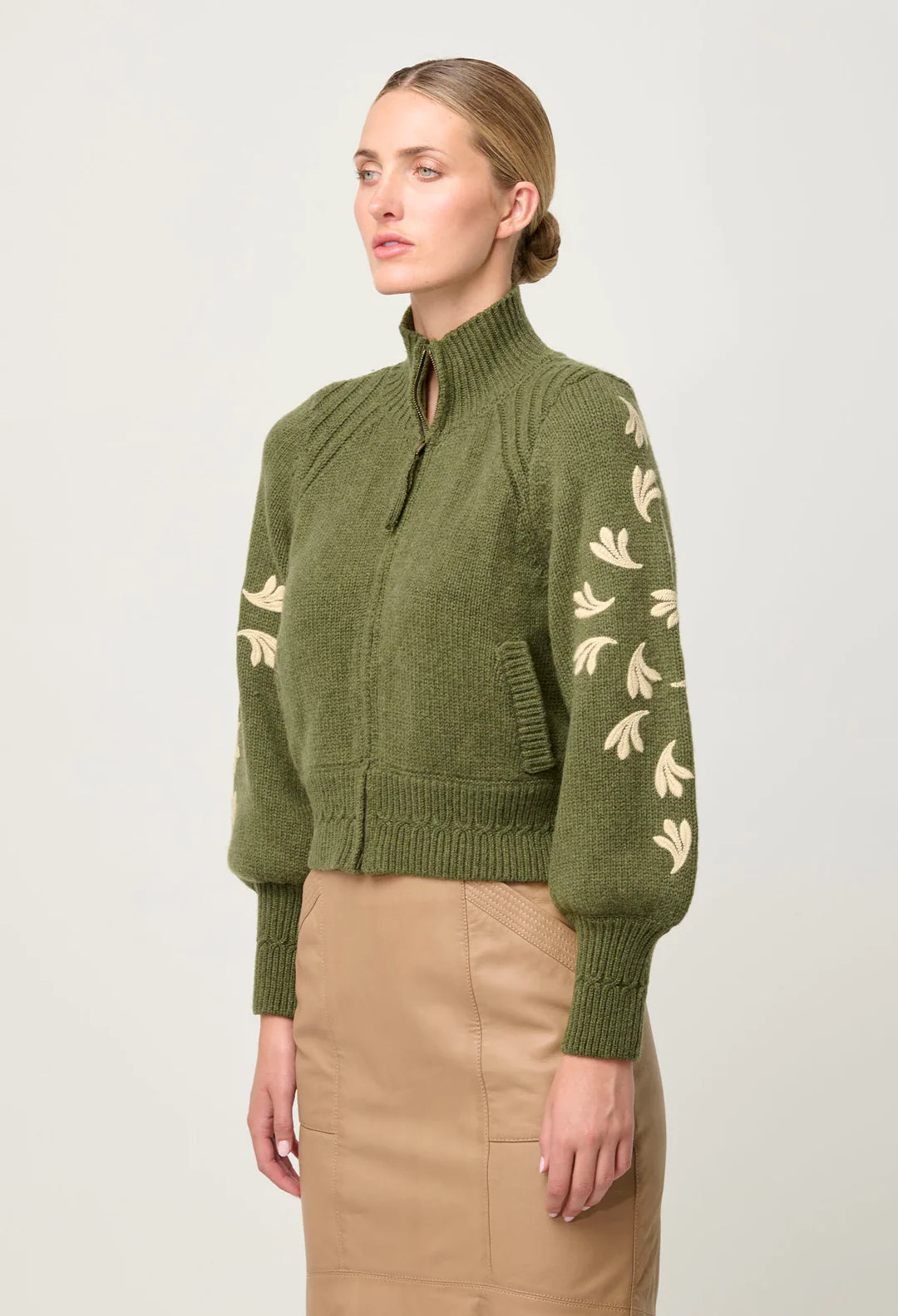 Carmela Embroidered Knitted Bomber