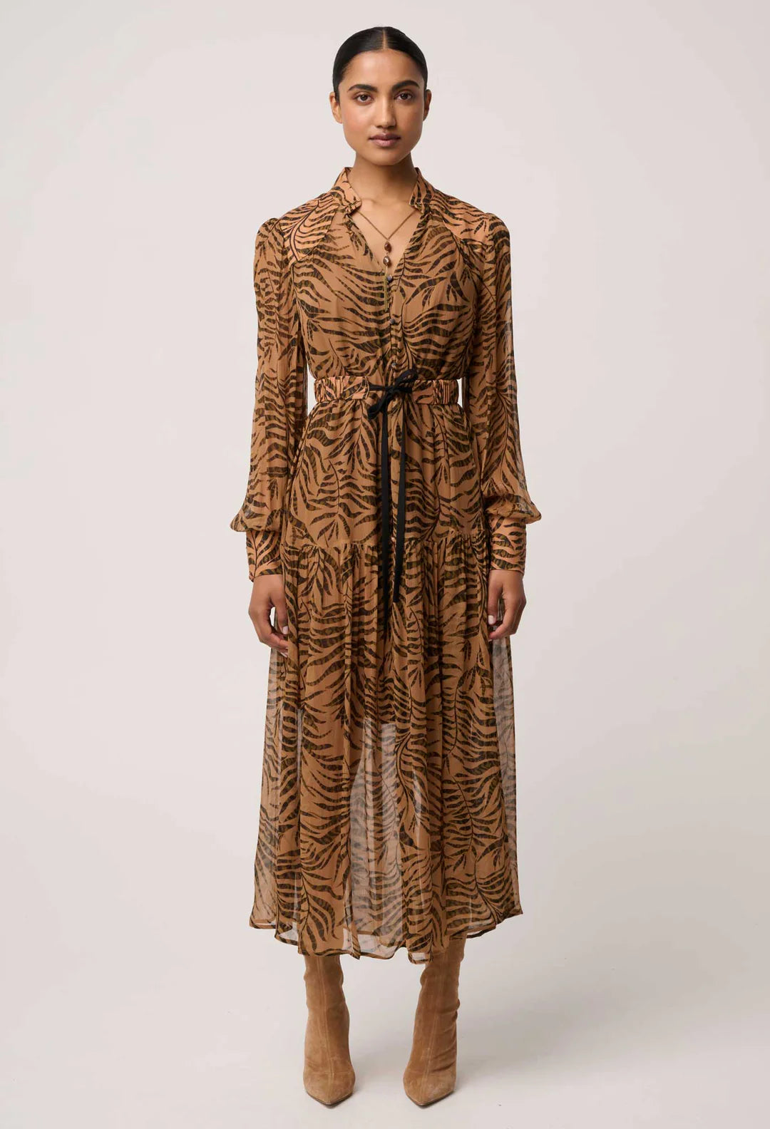 Solene Sheer Viscose Midi Dress