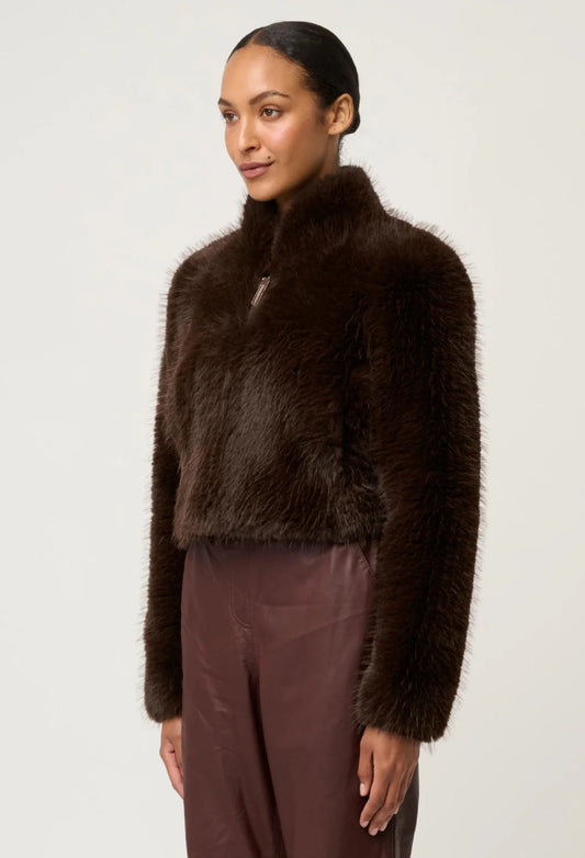 Dawn Faux Fur Jacket - Walnut