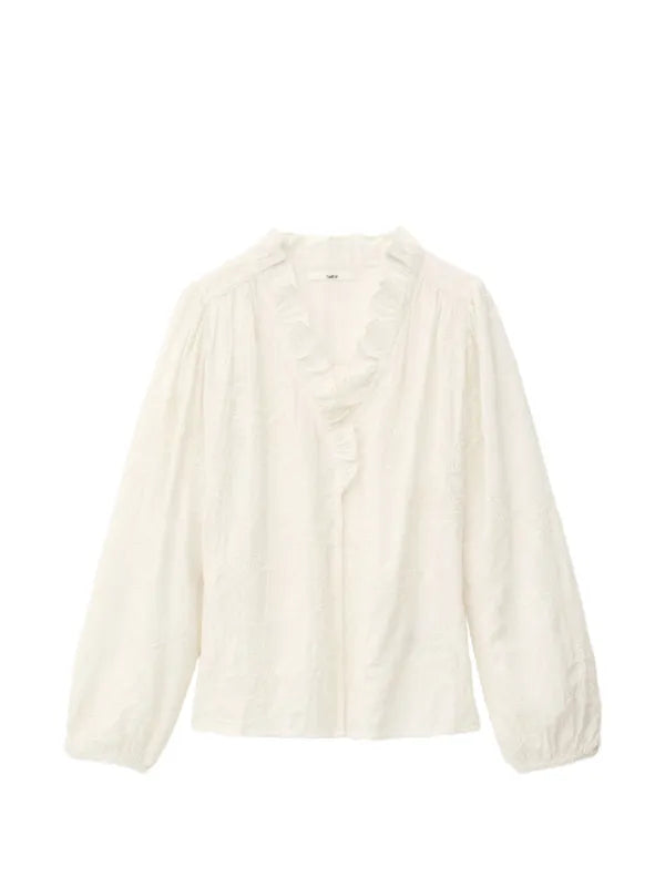 Petty ruffled embroidered blouse