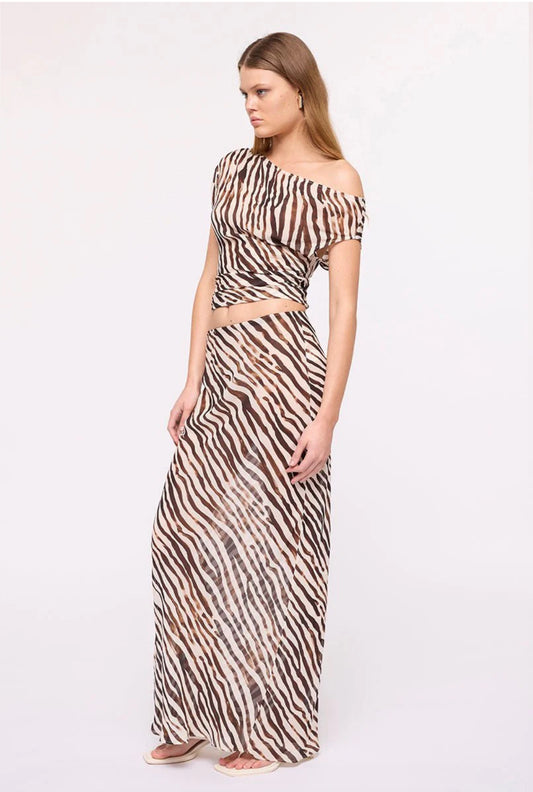Gigi Zebra Bias Maxi Skirt