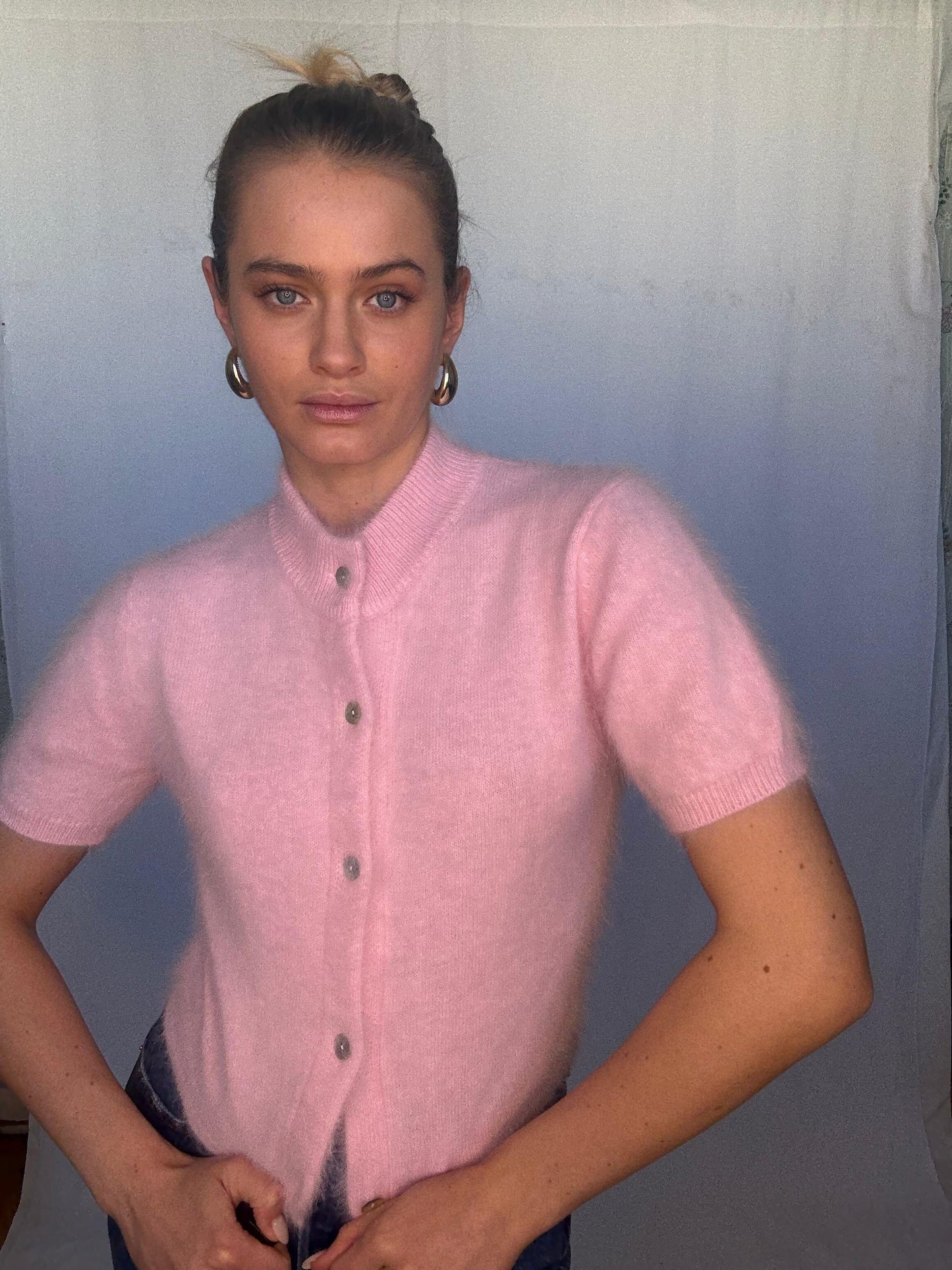 Claudia Short Sleeve Cardigan - Rose Water