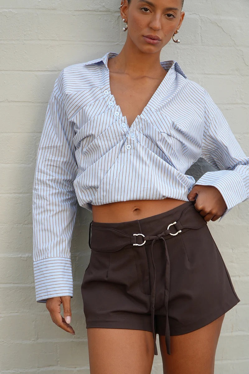 Asun Shirt - Blue/Brown