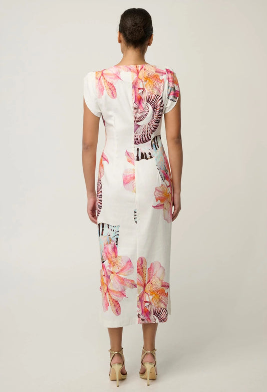 Geneva Stretch Twist Dress - Nautilus Bloom