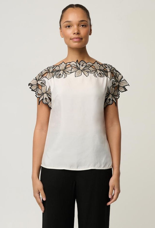 Eleanor Wide Neck Top - Ivory
