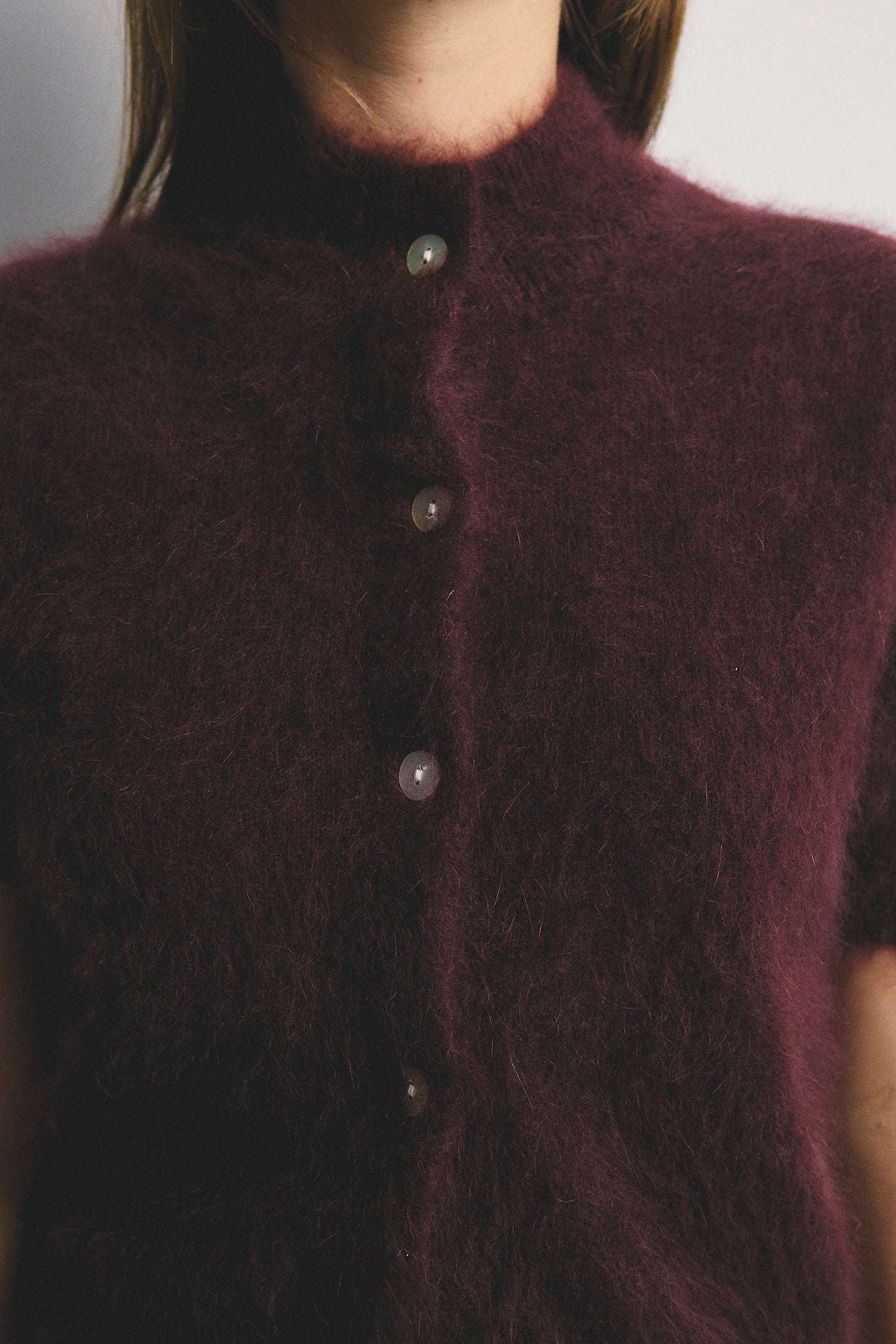 Claudia Short Sleeve Cardigan - Aubergine