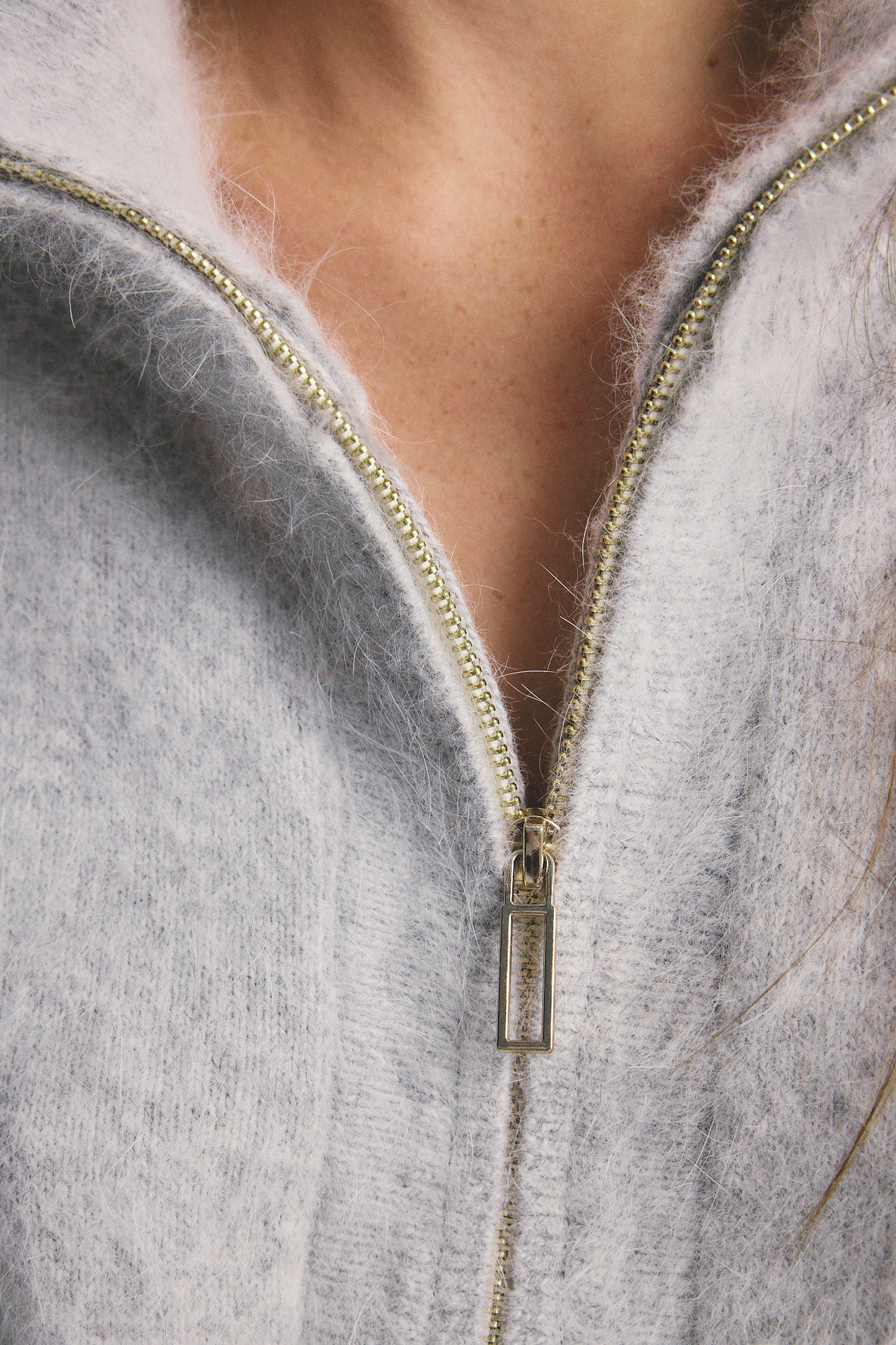 Felix Zip Cardigan - Light Grey