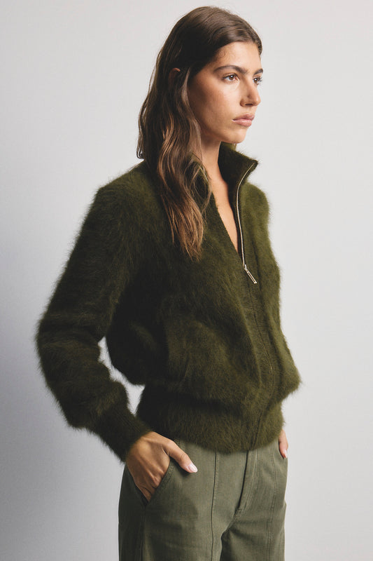 Felix Zip Cardigan - Moss