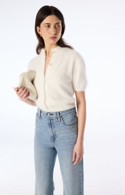 Claudia Short Sleeve Cardigan - Snow