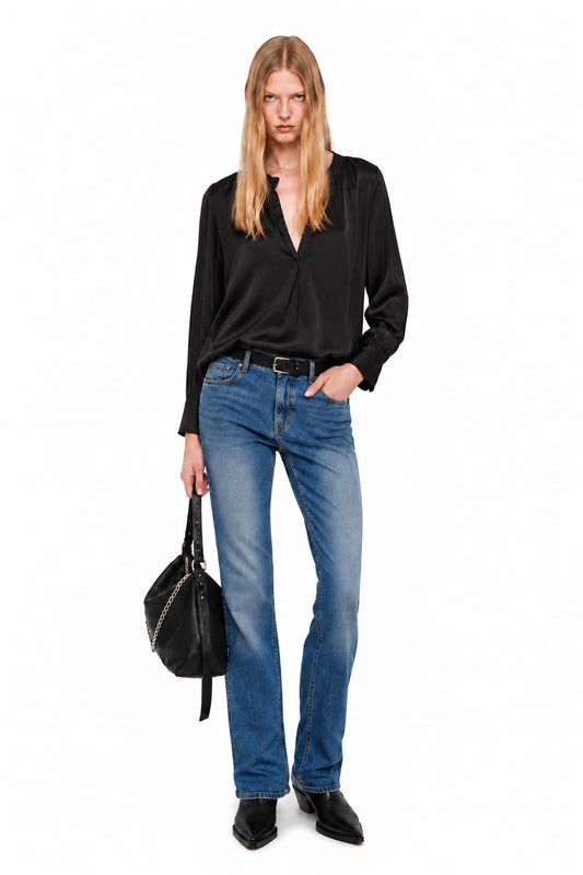 Sydney Blouse - Black Satin