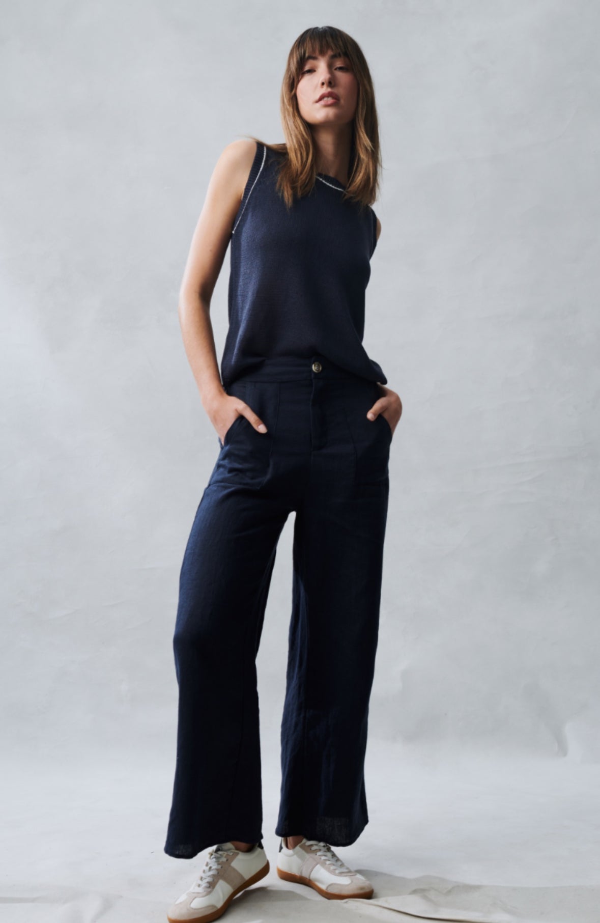 Jude Linen Pant - Navy