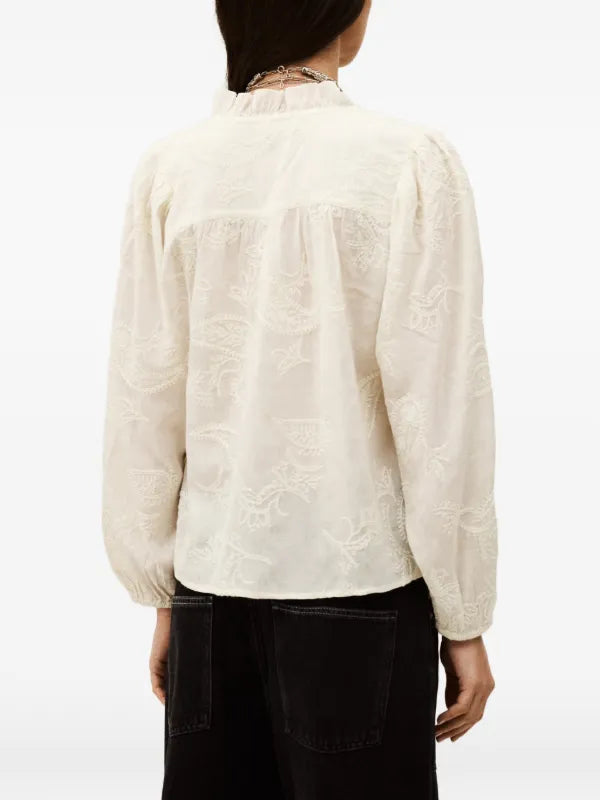 Petty ruffled embroidered blouse
