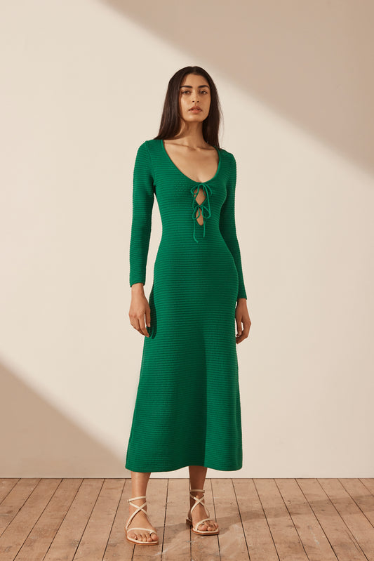 Eve Long Sleeve Keyhole Midi Dress