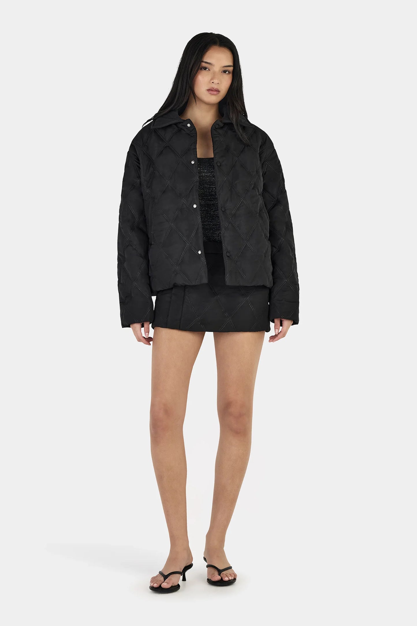 Quinton Cropped Quilted Jacket Black