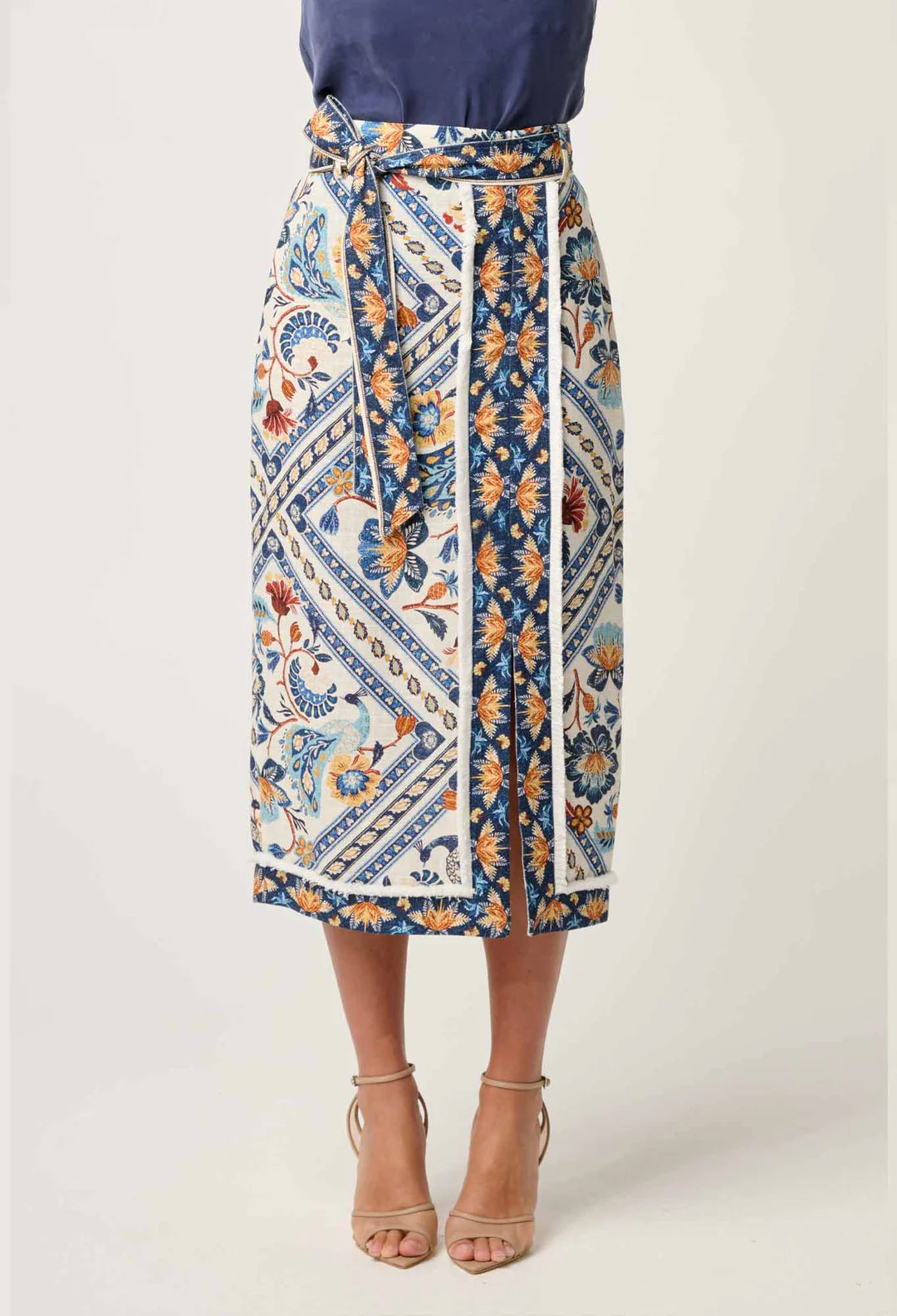 Zenobia Viscose Fringe Midi Skirt
