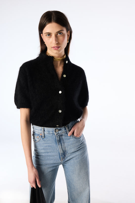 Claudia Short Sleeve Cardigan - Black