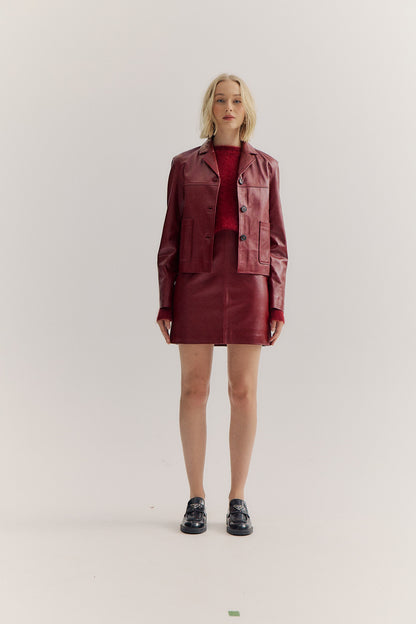 Clara leather Jacket - Merlot