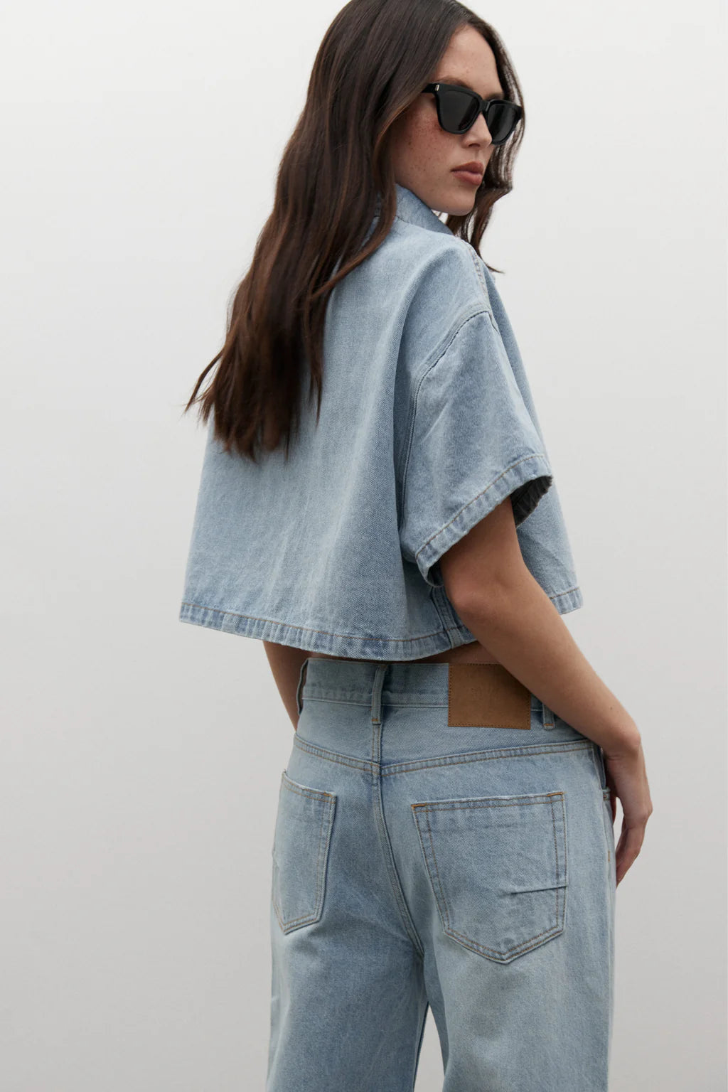 Zara cropped denim shirt