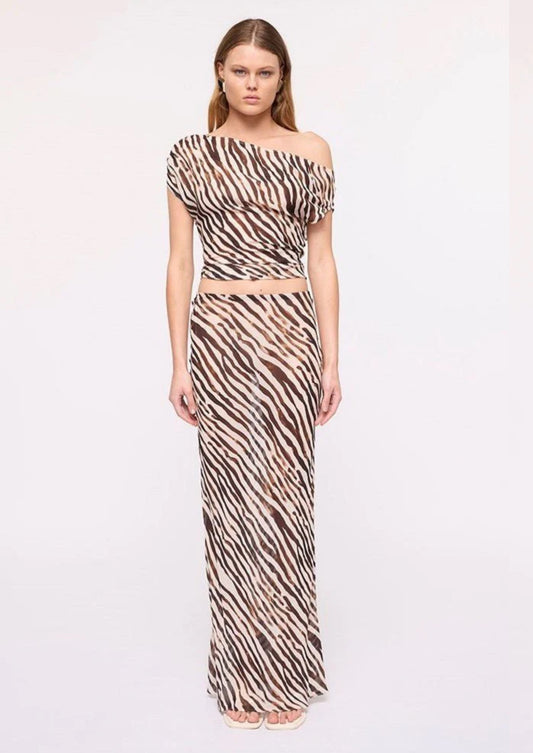 Gigi Zebra Bias Maxi Skirt
