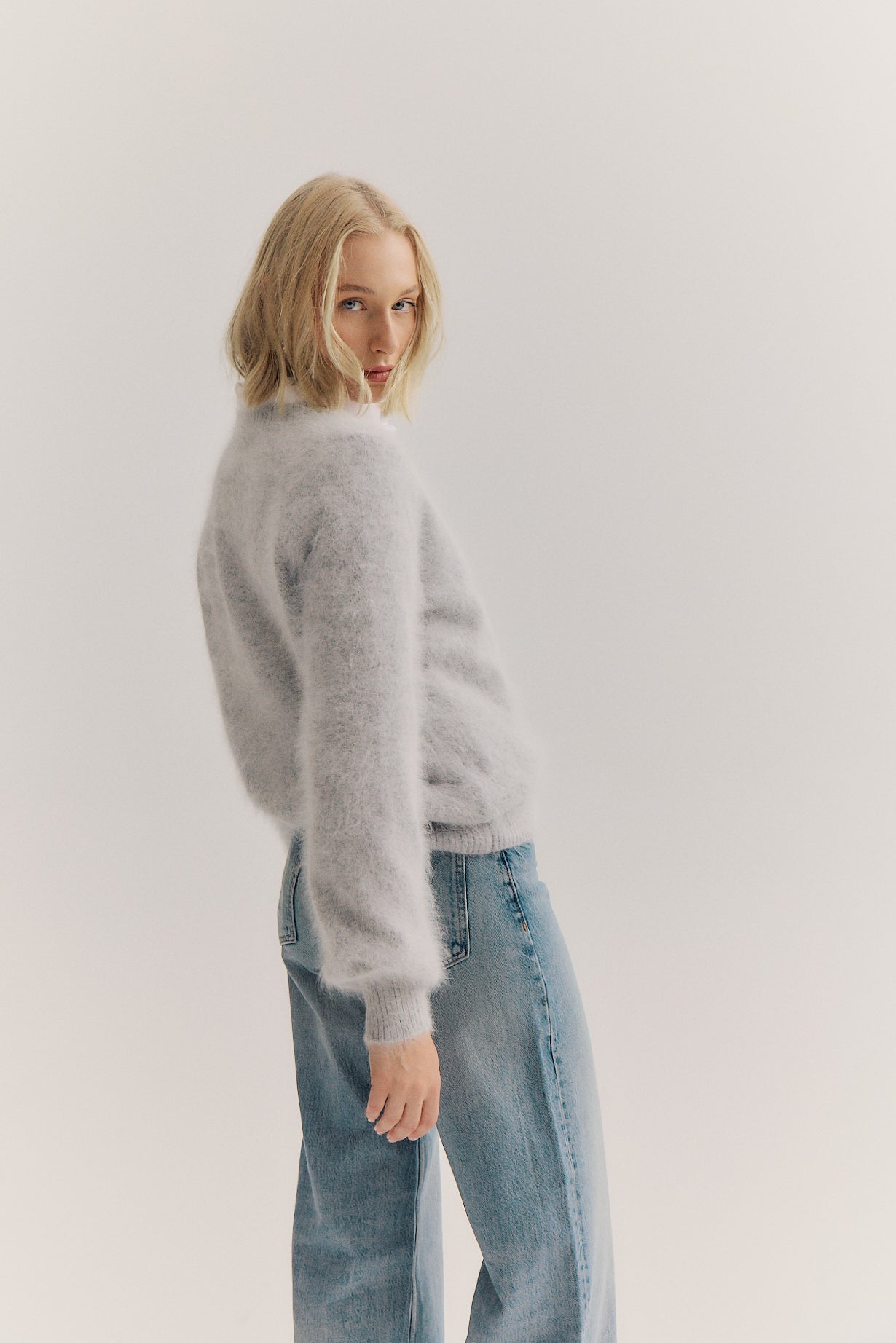 Isabella V Neck - Light Grey