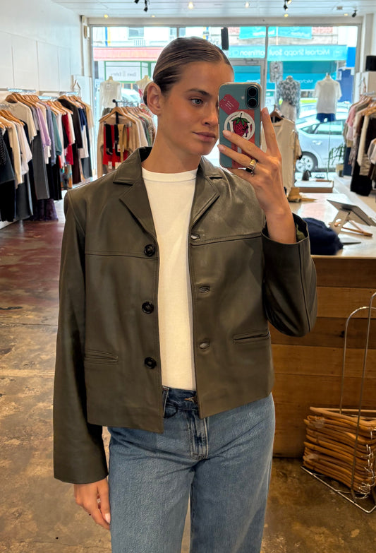 Clara leather Jacket - Olive