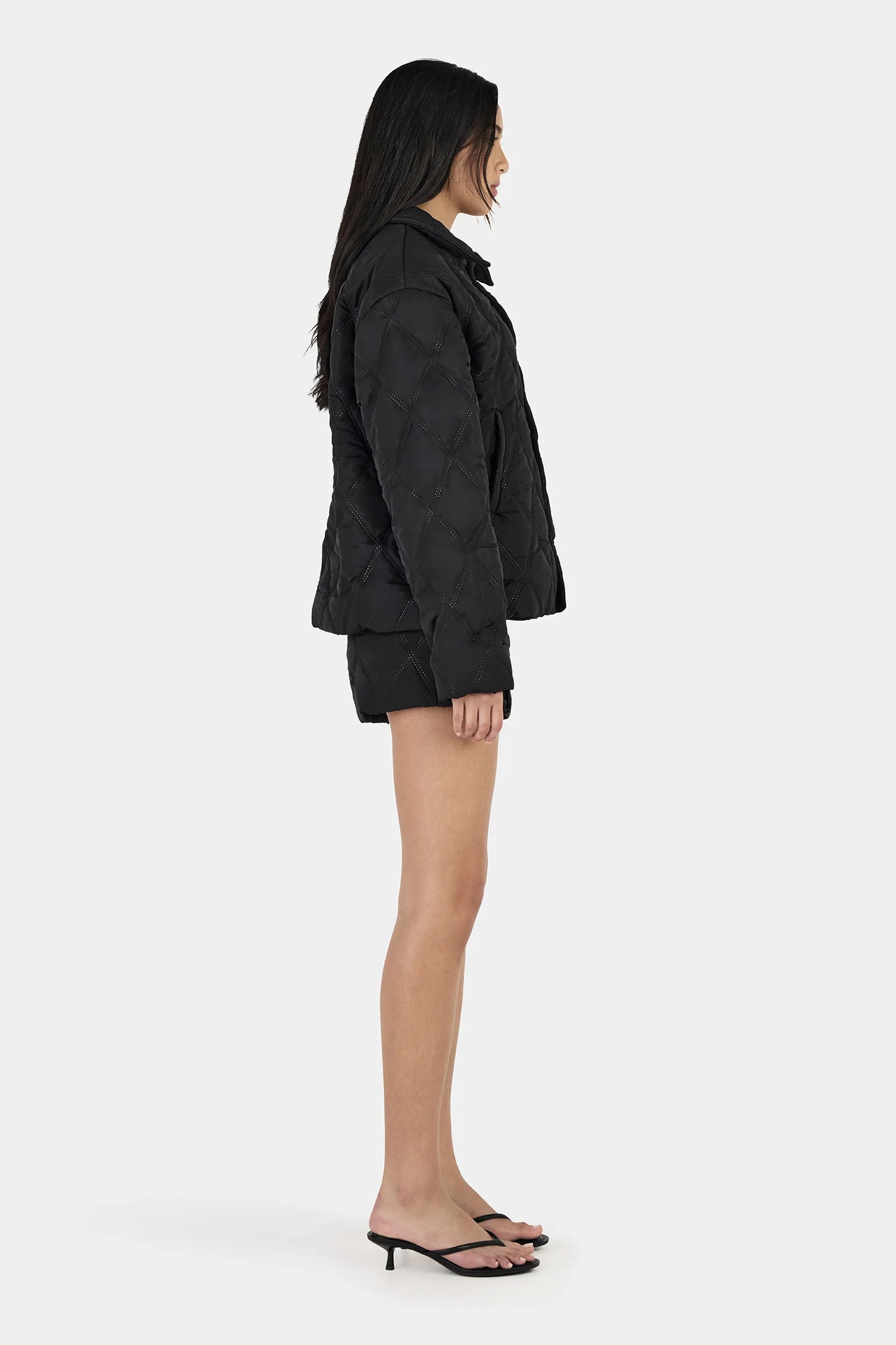 Quinton Cropped Quilted Jacket Black