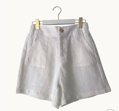 Jude Linen Short White
