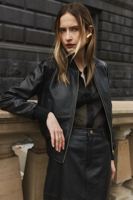 Evita Leather Bomber